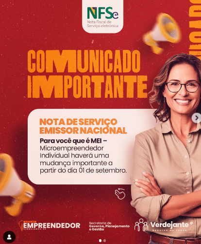 Comunicado: Nota Fiscal de Serviço Emissor Nacional para MEI -  Microempreendedor Individual, Prefeitura, Notícias