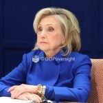 A ex-secretária de Estado dos EUA, Hillary Clinton, durante depoimento sobre o c