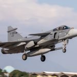 Foto: 1 de 1 Imagem colorida mostra caça F-39 Gripen - Metrópoles - Foto: Divulg