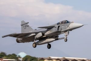 Foto: 1 de 1 Imagem colorida mostra caça F-39 Gripen - Metrópoles - Foto: Divulg