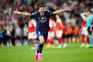 Beraldo, zagueiro do PSG, na final da Champions League — Foto: 1 de 1 Imagem col