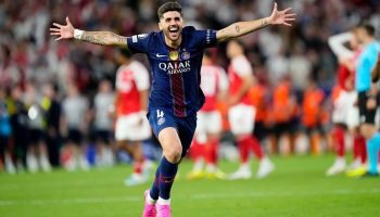 Beraldo, zagueiro do PSG, na final da Champions League — Foto: 1 de 1 Imagem col