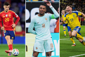 Pedri, Mbappe e Gyokeres, principais jogadores da Espanha, França e Suécia — Fot