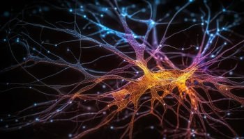 Foto: 1 de 1 Ilustração colorida feita com IA de neurônios cerebrais - Cientista