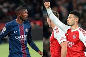 Ousmane Dembélé (PSG) e Gabriel Martinelli (Arsenal) - Reprodução/Instagram — Fo