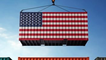 Imagem de contâiner com a bandeira dos Estados Unidos — Foto: 1 de 1 Imagem de c