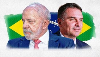 Foto: 1 de 1 Lula x Flávio Bolsonaro - Foto: Carla Sena/ Arte Metrópoles