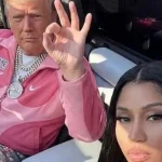 Nicki Minaj e Donald Trump em imagem gerada por IA. — Foto: Notícias ao Minuto