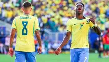 Vinícius Júnior na comemoração do gol do Brasil sobre o Marrocos pela Copa do Mu