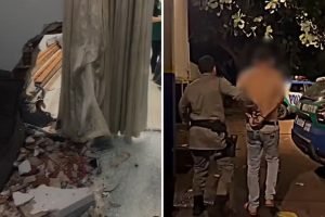 Um homem é preso por ameaçar a esposa na capital goiana. — Foto: 1 de 1 imagem c