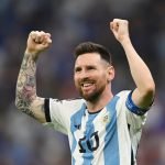Messi comemorando o segundo gol da vitória contra a França na grande final da Co