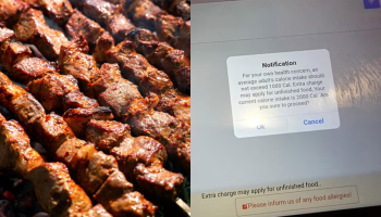 placa-com-alerta-sobre-calorias-em-restaurante-de-rodizio-causa-revolta