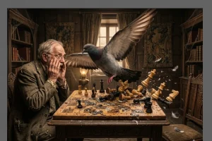 Foto: Se o capitalismo reaça tem cloaca, seu nome é Zema: o pombo e o xadrez