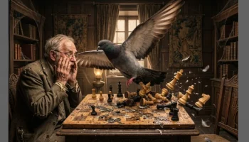 Foto: Se o capitalismo reaça tem cloaca, seu nome é Zema: o pombo e o xadrez