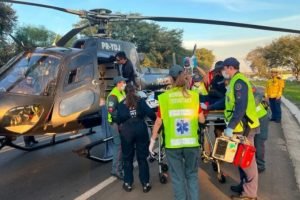 PRF atropelado em SC recebe transfusão de sangue na rodo — Foto: 1 de 1 Imagem c