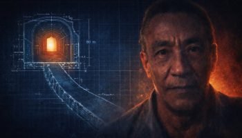 Foto: 1 de 1 Arte gtáfica com homem, a direita, com o rosto iluminado fracamente