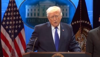 Foto: Na imagem, o presidente dos Estados Unidos, Donald Trump, em discurso depo